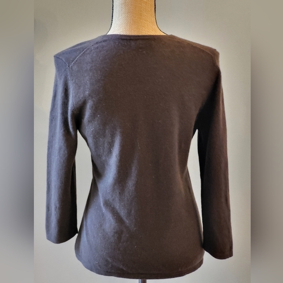Daniel Bishop small chocolate brown cashmere pullover sweater - Picture 3 of 6
